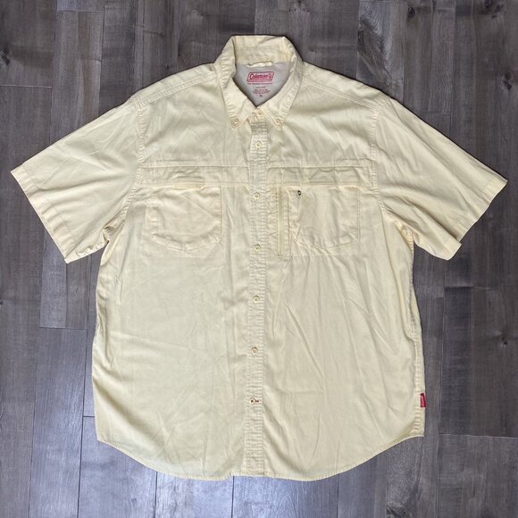 Coleman Short Sleeve Shirt Mens XL Outdoors Hiking Fishing Vented Yellow - Picture 2 of 7